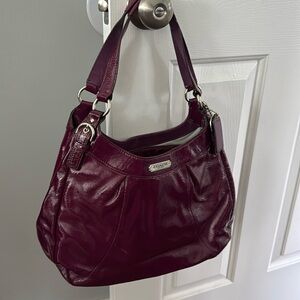 Coach Purple Shoulder Bag with Patent Leather Finish